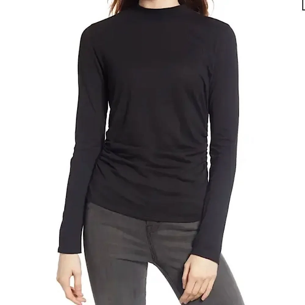 Chelsea28 Top XS Black Classic Long Sleeve Blouse Women Casual Minimalist Shirt - Picture 1 of 1